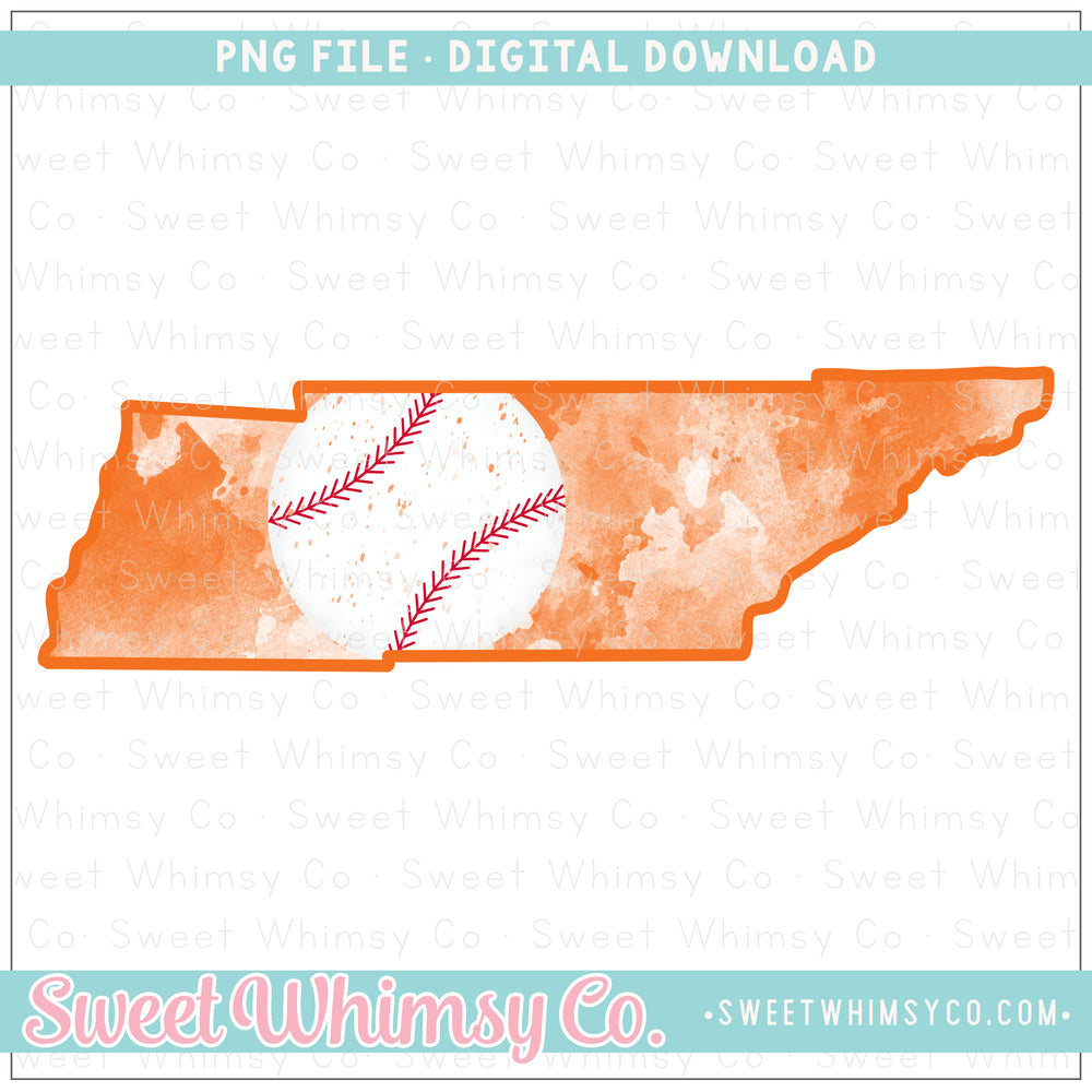 Tennessee Orange & White Baseball State PNG