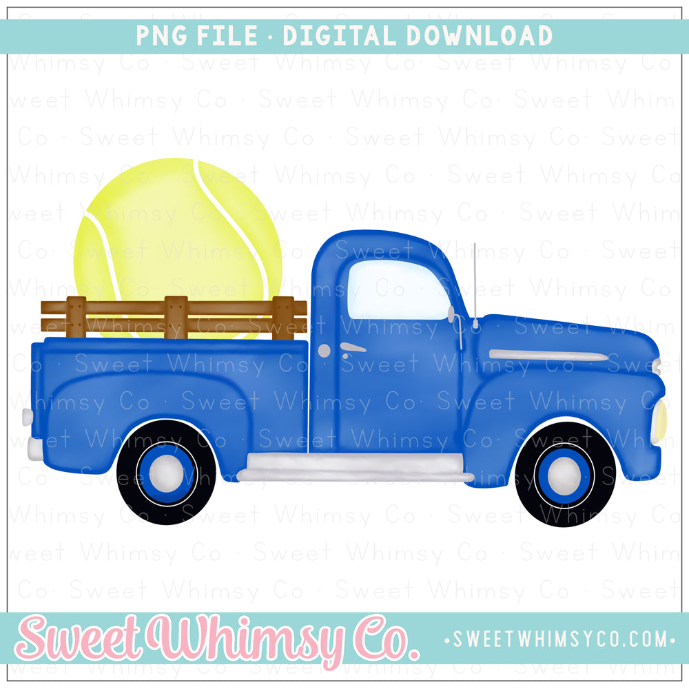 Blue Vintage Tennis Truck PNG