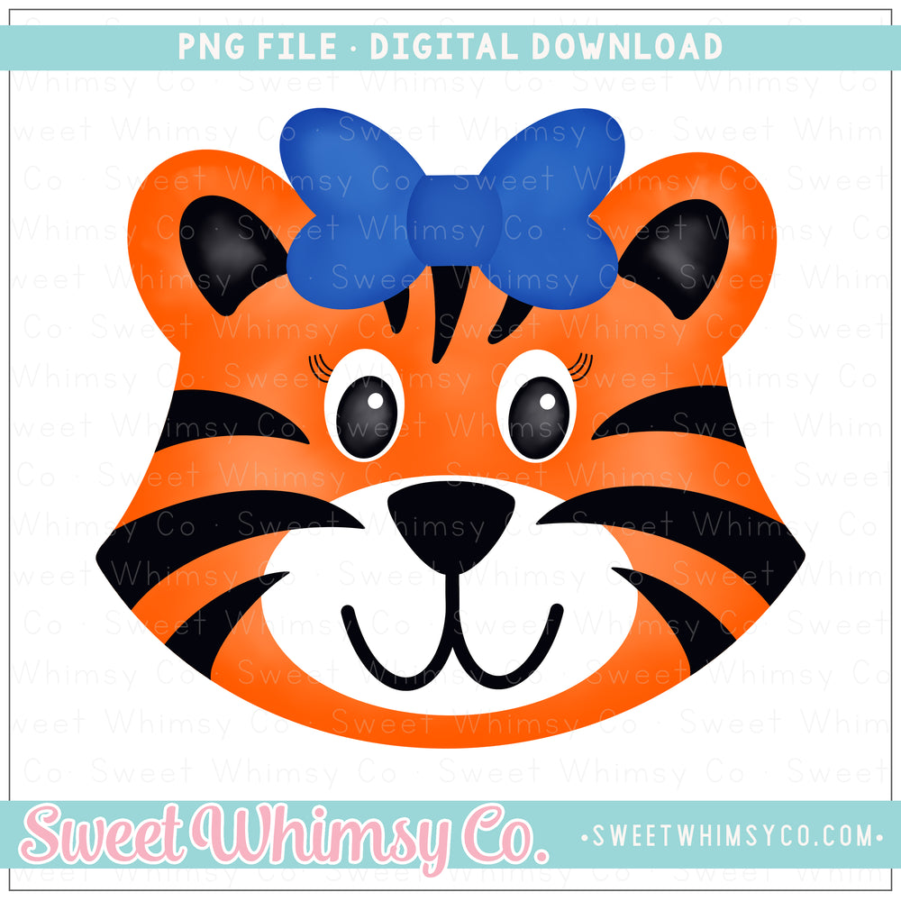 Tiger Girl Blue Bow PNG