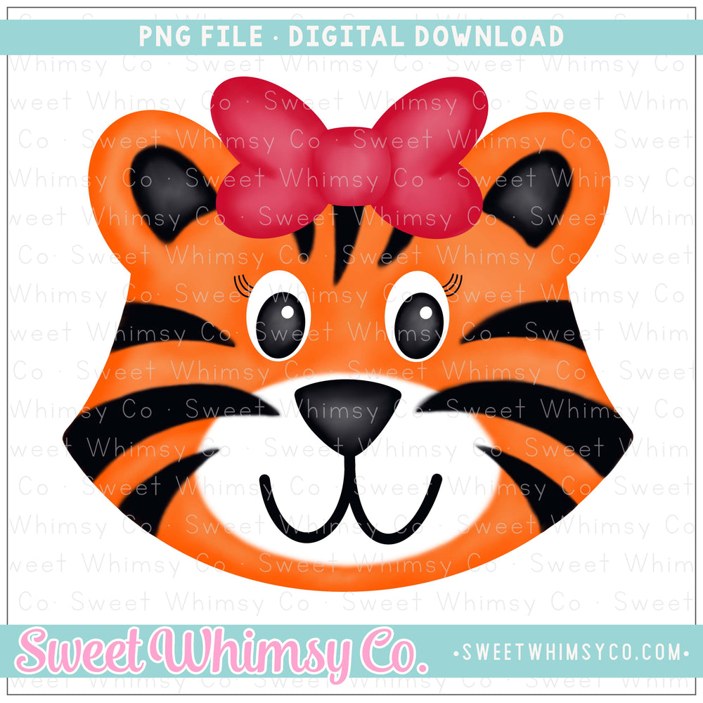 Tiger Girl Red Bow PNG