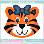 Tiger Girl With Navy Bow PNG
