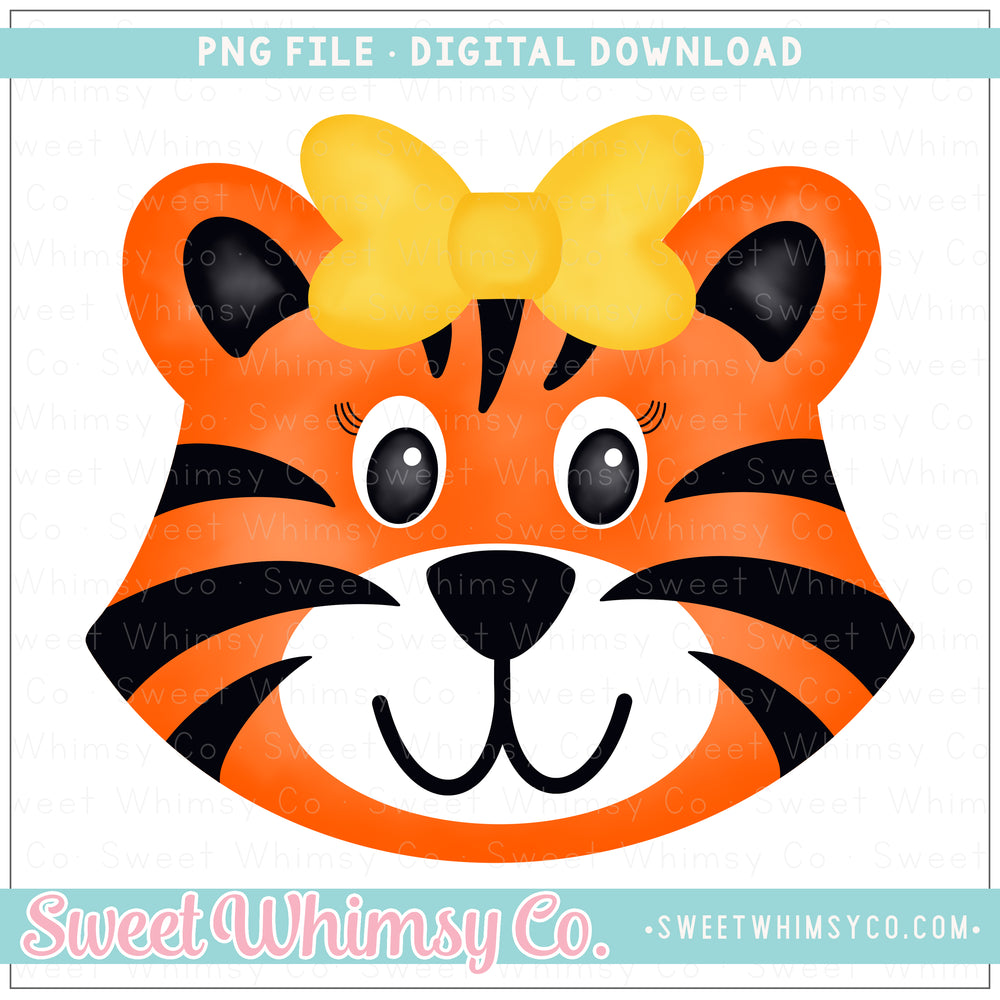 Tiger Girl Yellow Gold Bow PNG