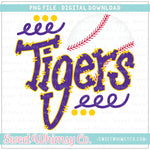 Tigers Baseball Purple Yellow PNG