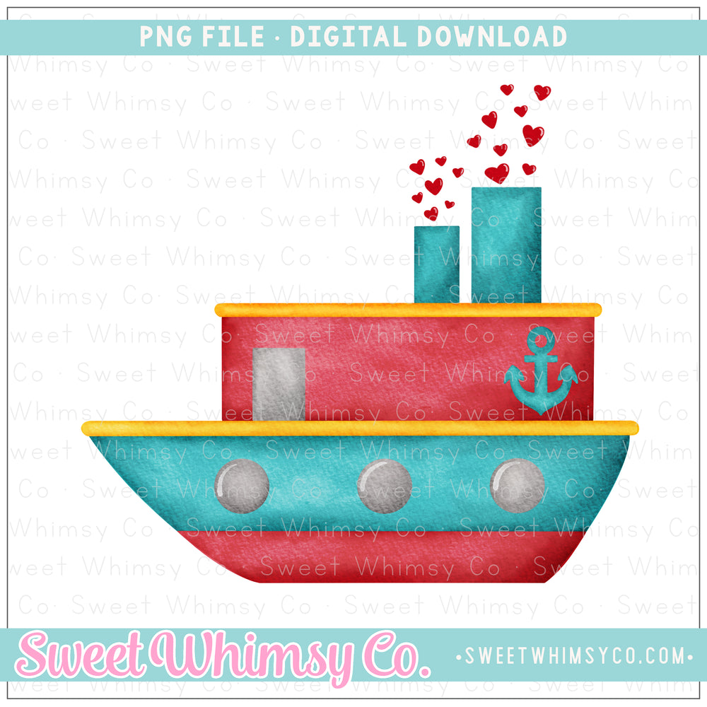 Valentine Red & Aqua Boat