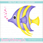 Purple & Yellow Valentine Fish PNG