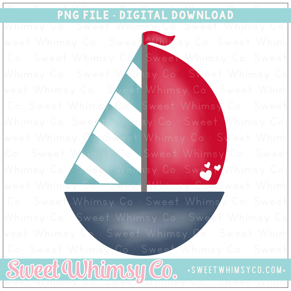 Valentine Red & Navy Sailboat PNG