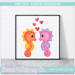 Valentine Seahorse Duo PNG