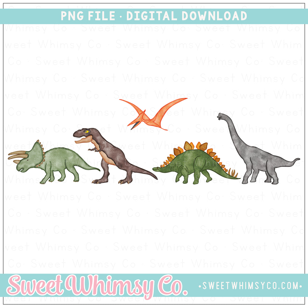 Watercolor Dinosaurs PNG