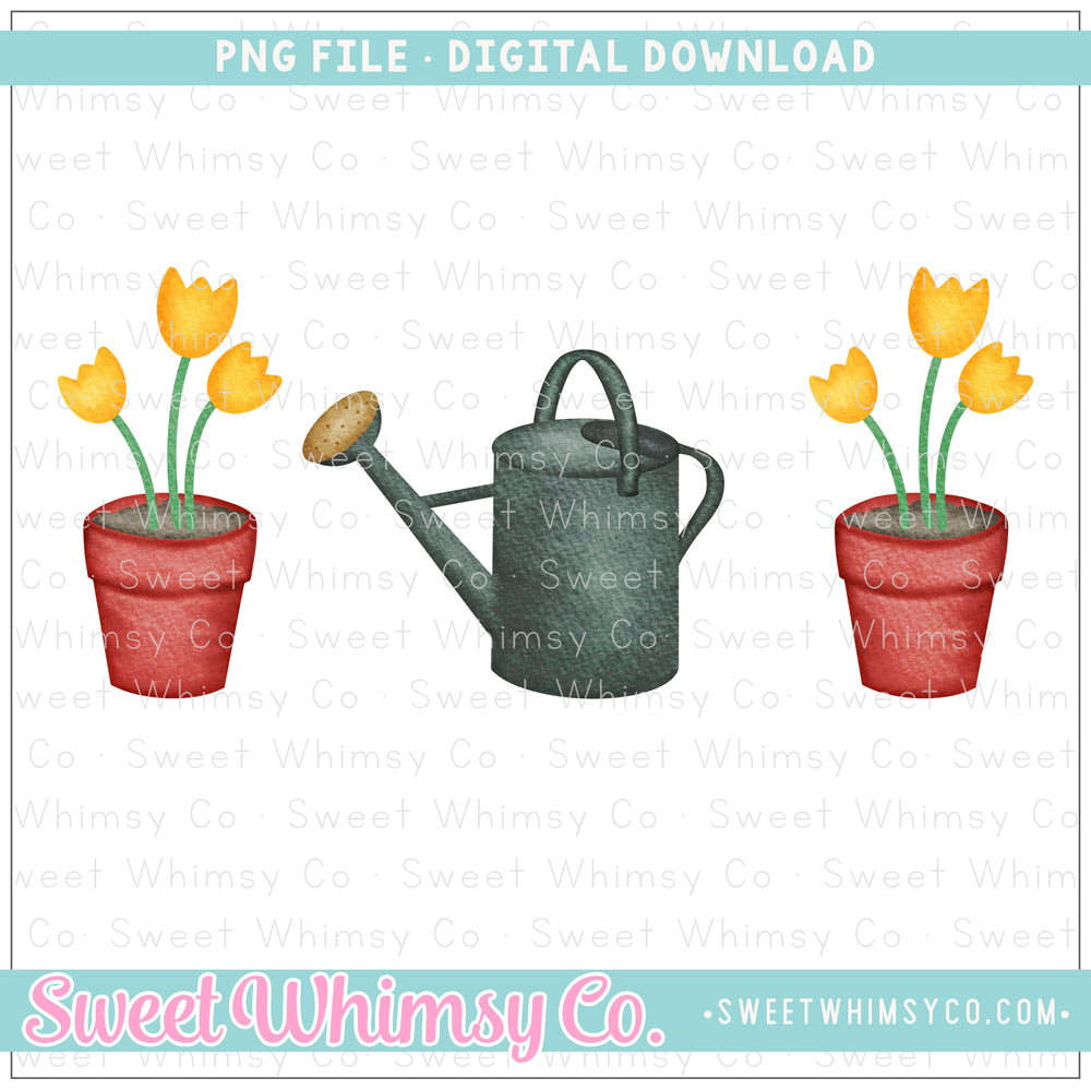 Watering Can Flower Trio PNG