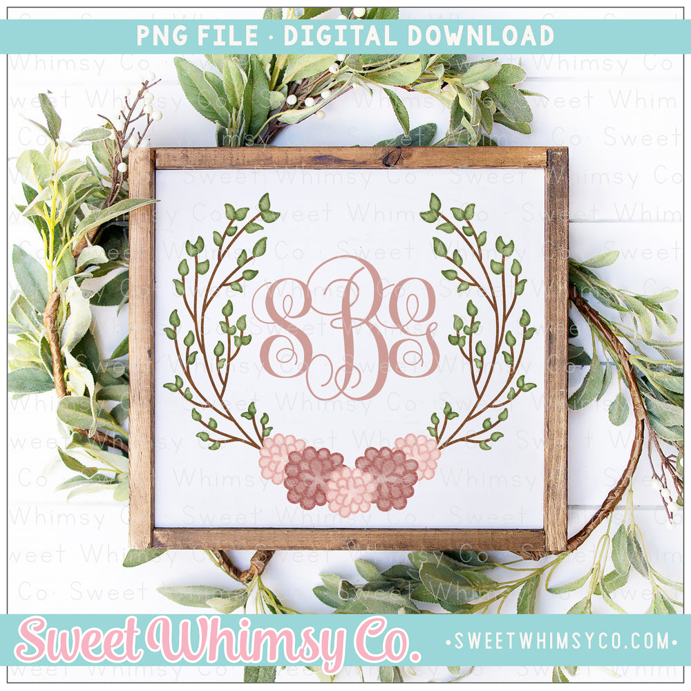 Woodland Floral Wreath PNG