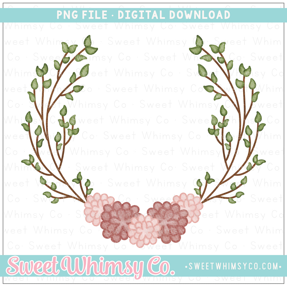 Woodland Floral Wreath PNG