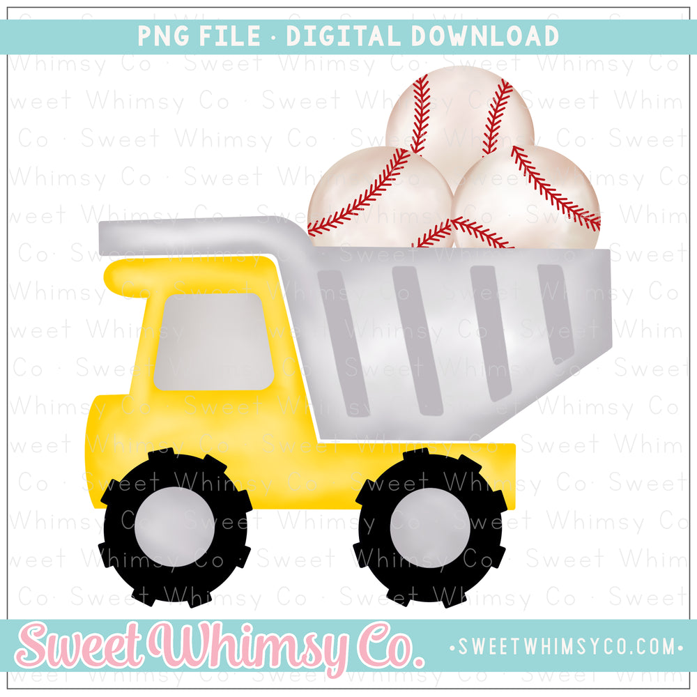 Yellow Baseball Dump Truck PNG